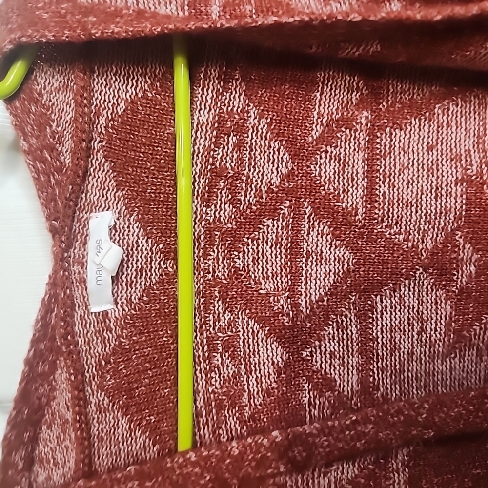 Aztec Patterned Rust Cardigan - Picture 2 of 3